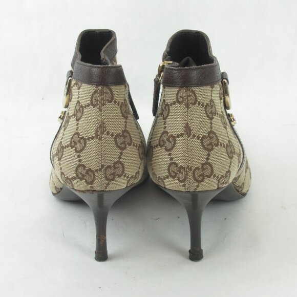 Gucci Beige/Ebonoy GG Fabric Side Zip Ankle Boots size 8 *Treasures of New York - Picture 15 of 15
